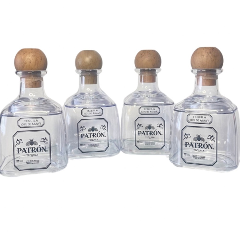 4 Pack!! El Patrón Tequila Reusable Acrylic Bottles‎ Elegant Party Decorations